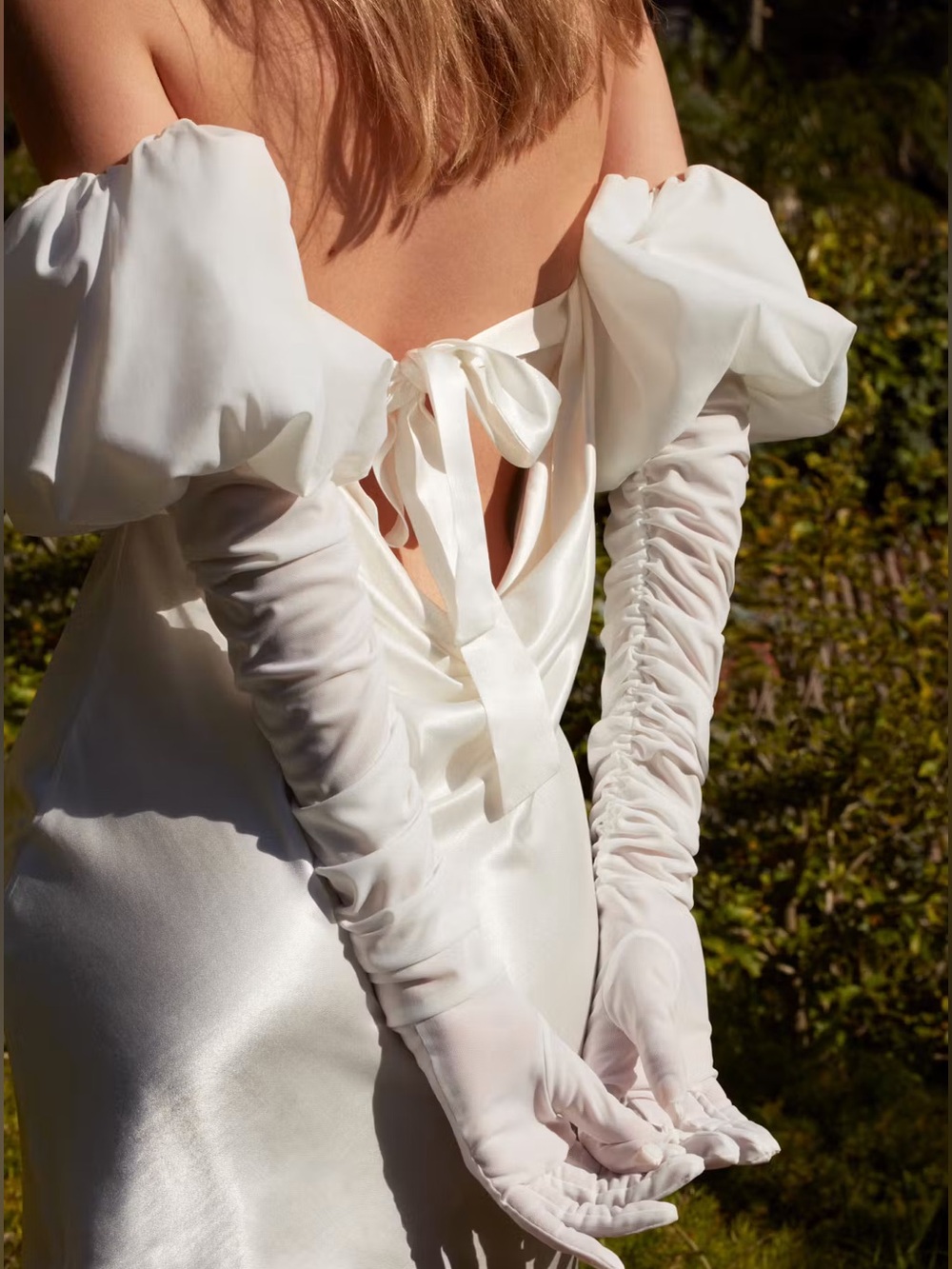 For Love & Lemons Hazel Detachable Puff Sleeve/Gloves Bridal Mini Dress NWT $279 - Picture 8 of 16